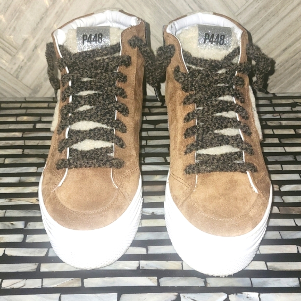 P448 Brown and White Platform Sneakers - Picture 2 of 6